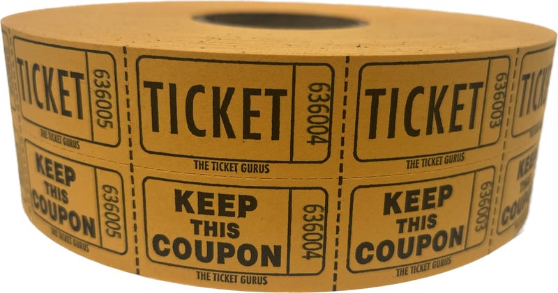 The Ticket Gurus تذاكر الجائزة - لفافة تذاكر سحب مزدوجة: لفافة من 2000 - (برتقالي) - Image 1